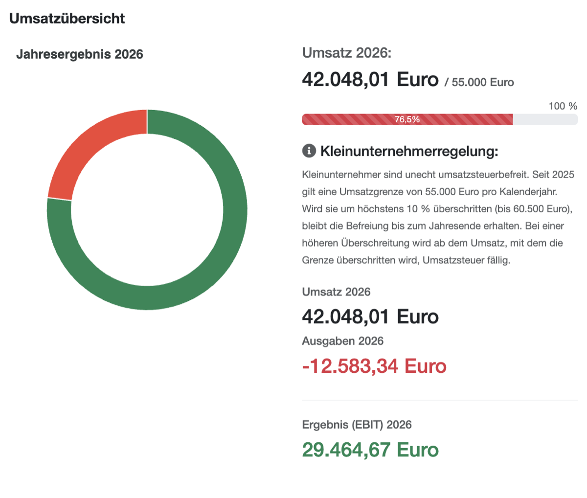 Kleinunternehmer-Umsatzübersicht